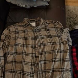 Denim & Flower Beige and Black Plaid Shirt